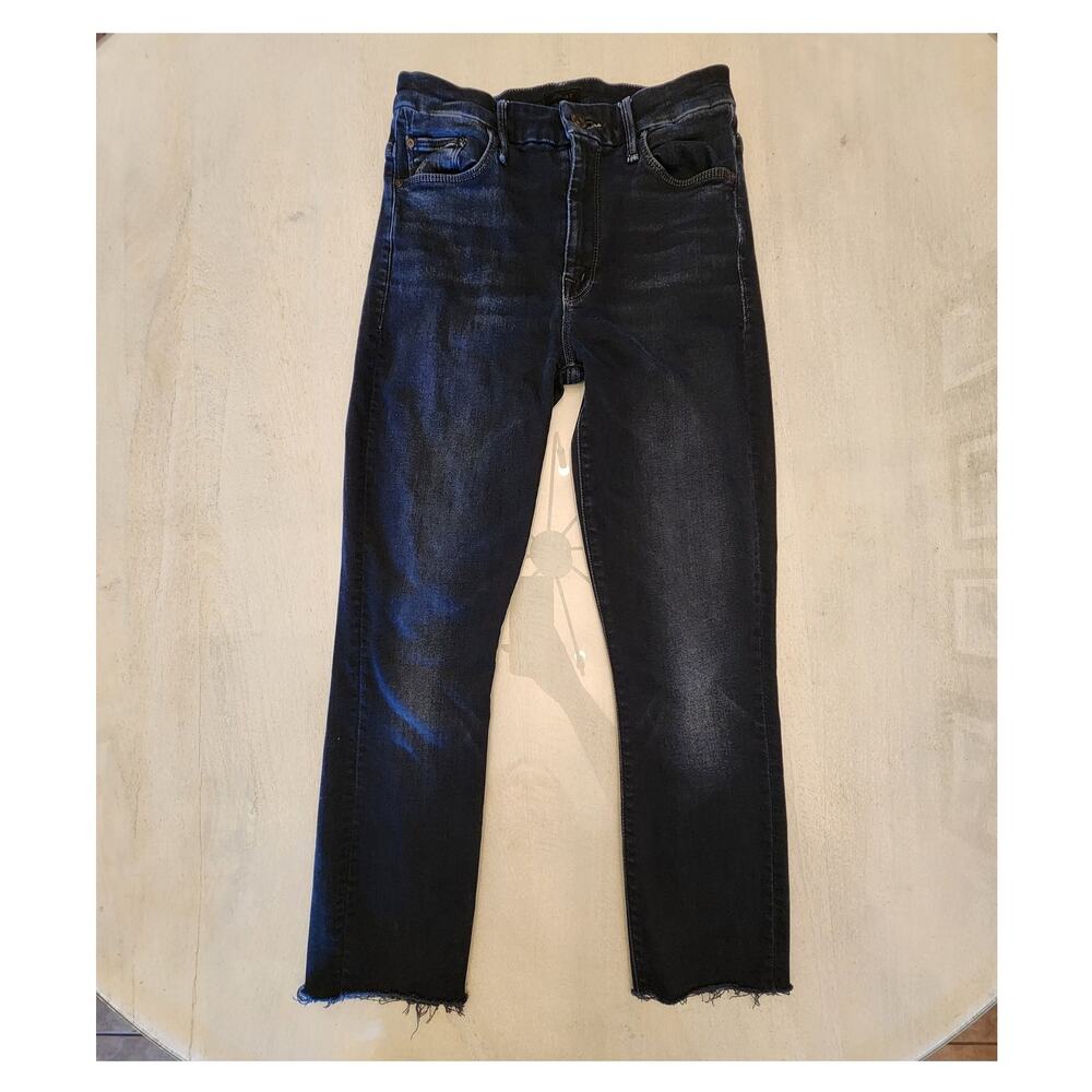 Mother High Waisted Looker Ankle Fray Denim SZ 25 Dark Wash